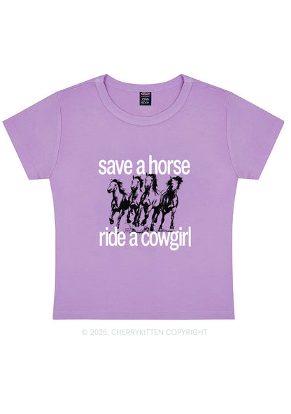 Four Horses Cowgirl Pride Y2K Baby Tee Cherrykitten