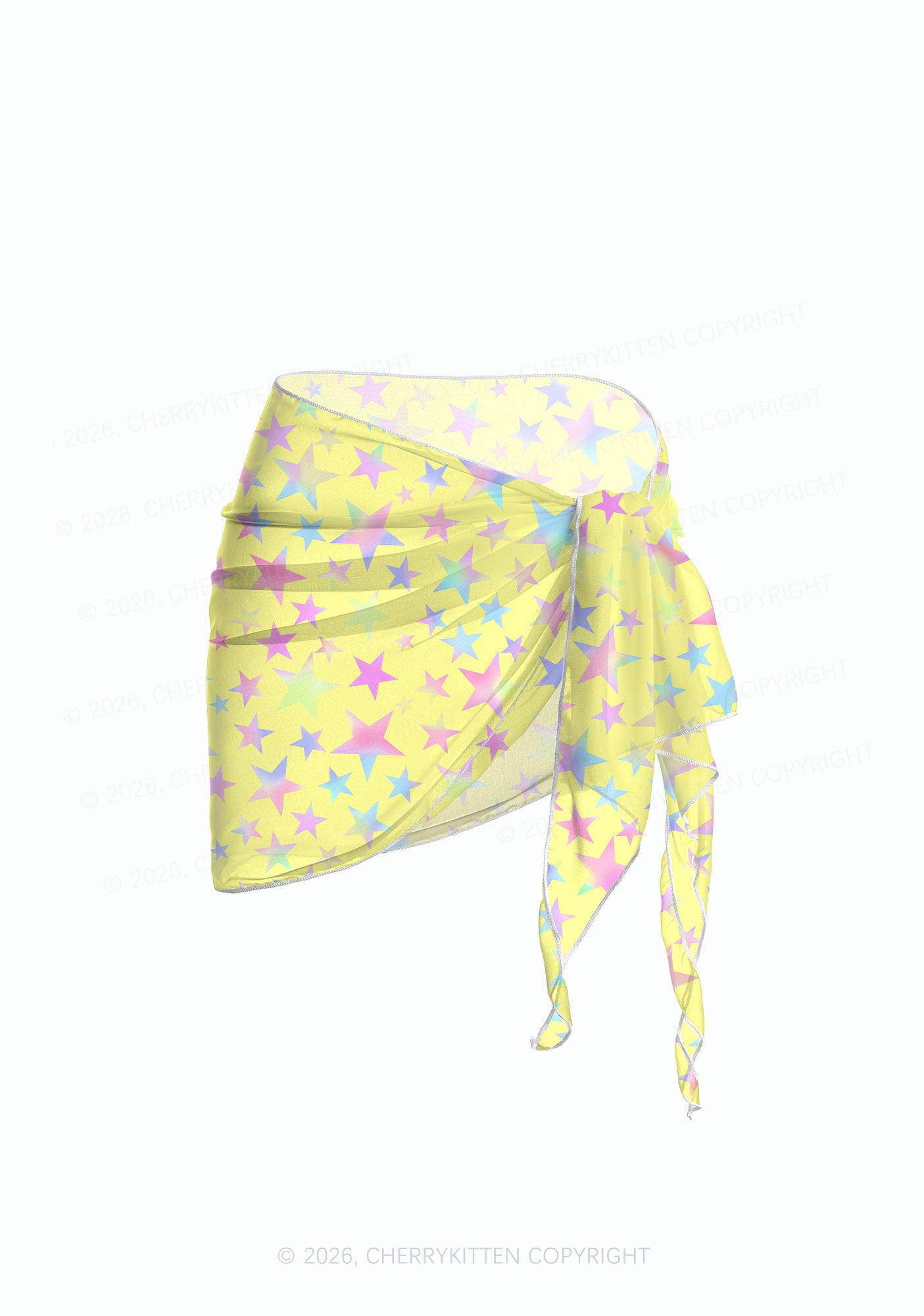 Pale Yellow Alpha Male Pride Y2K Print Bikini Set Cherrykitten