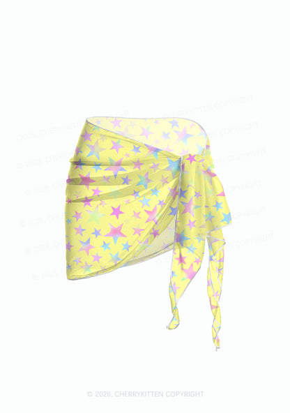 Pale Yellow Alpha Male Pride Y2K Print Bikini Set Cherrykitten