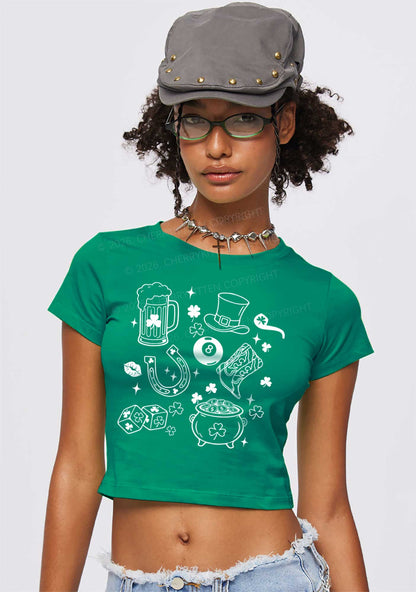 Luck Symbols St Patricks Y2K Baby Tee Cherrykitten