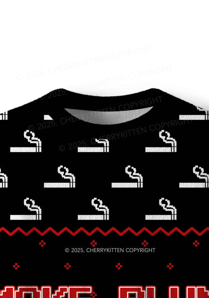 Smoke Blunt Y2K Christmas Knit Sweatshirt Cherrykitten