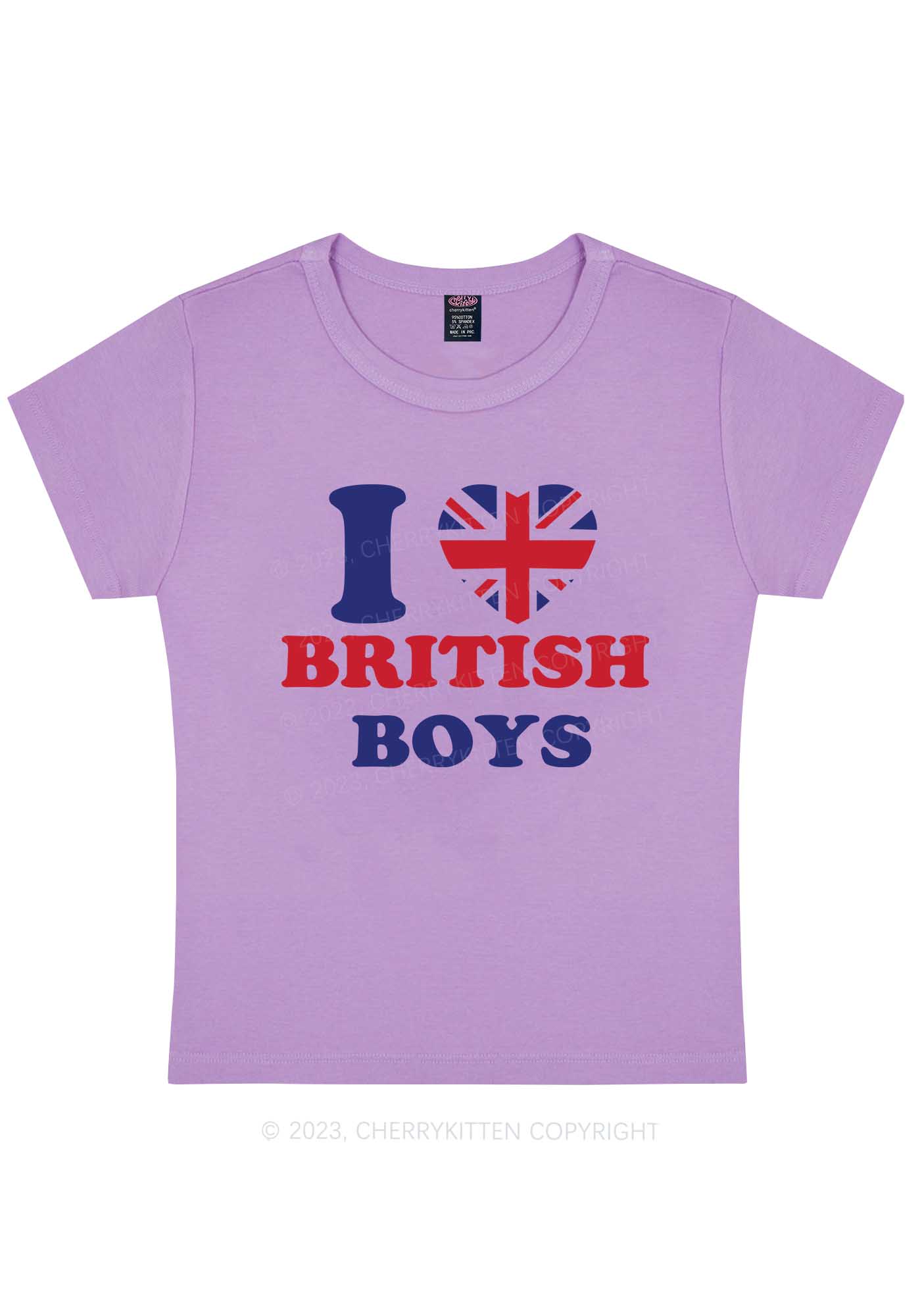 Curvy I Love British Boys Y2K Baby Tee Cherrykitten