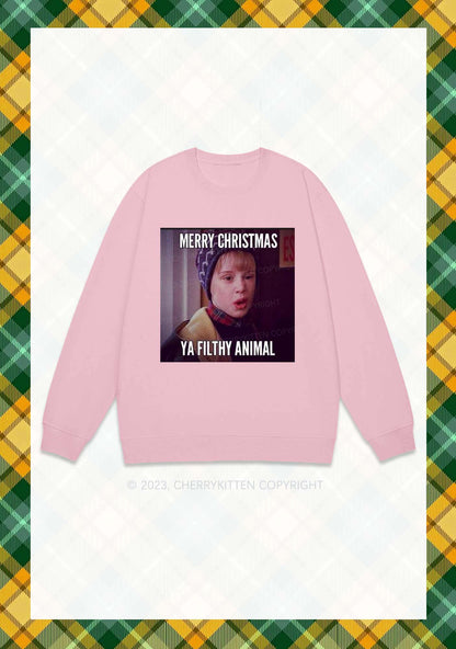 Merry Christmas Ya Filthy Animal Y2K Sweatshirt Cherrykitten