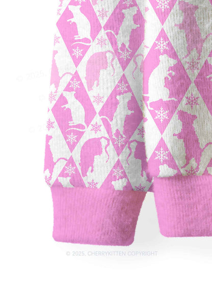 Sweet Pink Ratz Y2K Christmas Knit Sweatshirt Cherrykitten