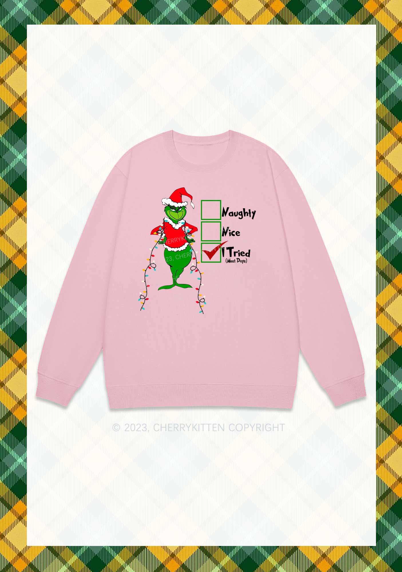 I Tried Most Days Christmas Y2K Sweatshirt Cherrykitten