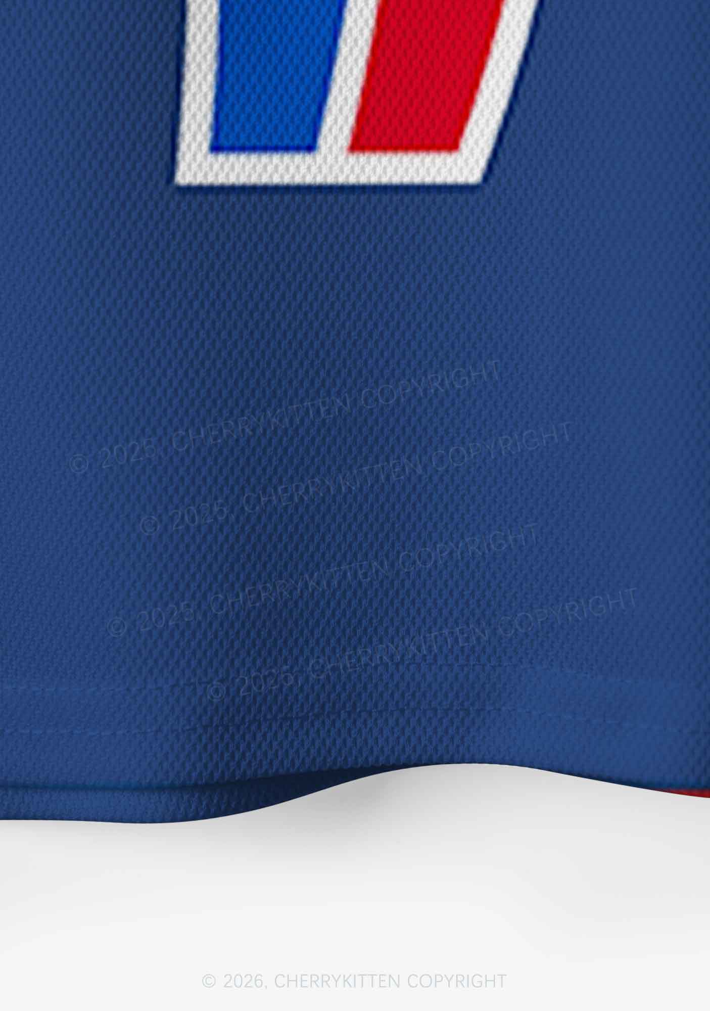 Blue Hockey HR Y2K Crop Sport Jersey Shirts Cherrykitten