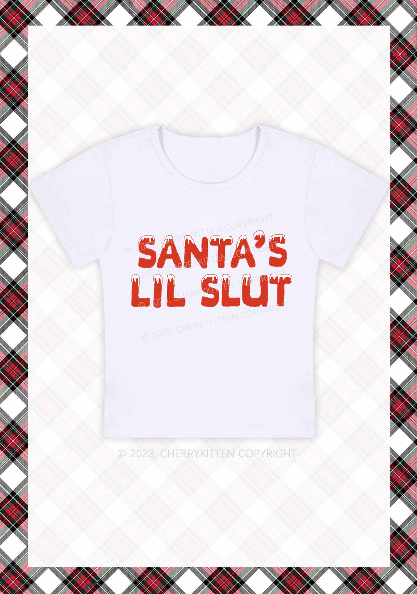 Santa's Lil Slxt Christmas Y2K Baby Tee Cherrykitten