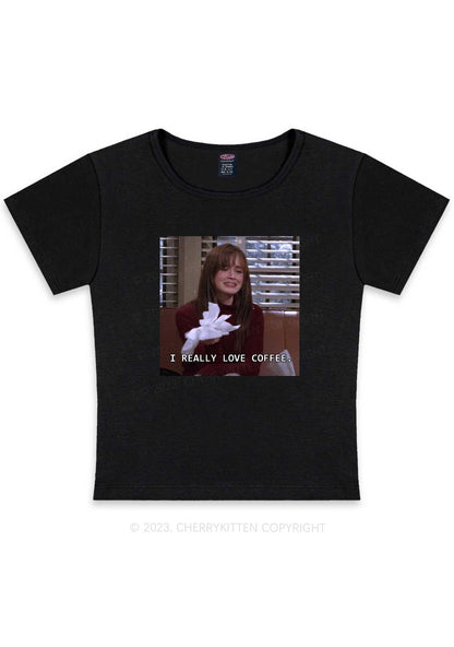 Curvy I Really Love Coffee Y2K Baby Tee Cherrykitten