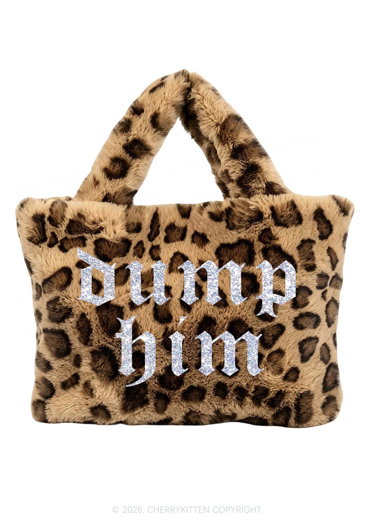 Glitter Dump Him Y2K Plush Leopard Handbag Cherrykitten