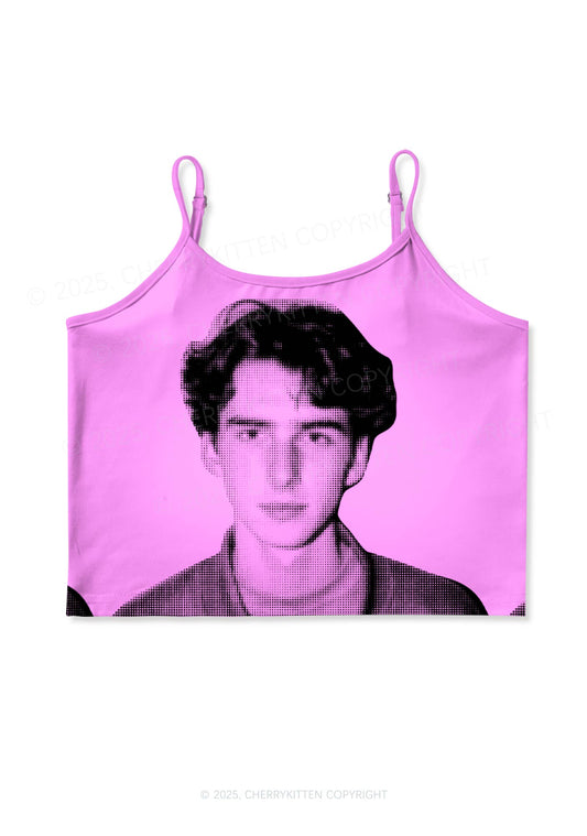 Custom Pixel Portrait Y2K Print Cami Crop Top Cherrykitten