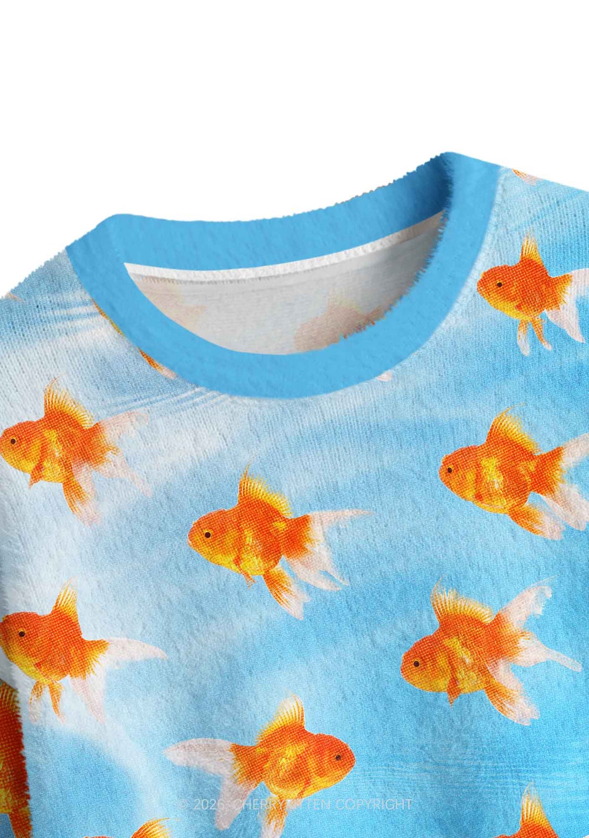 Goldfish Y2K Crop Knit Sweatshirt Cherrykitten