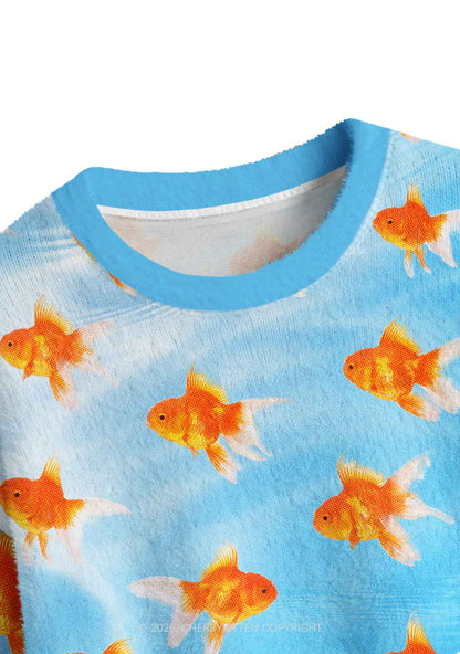 Goldfish Y2K Crop Knit Sweatshirt Cherrykitten
