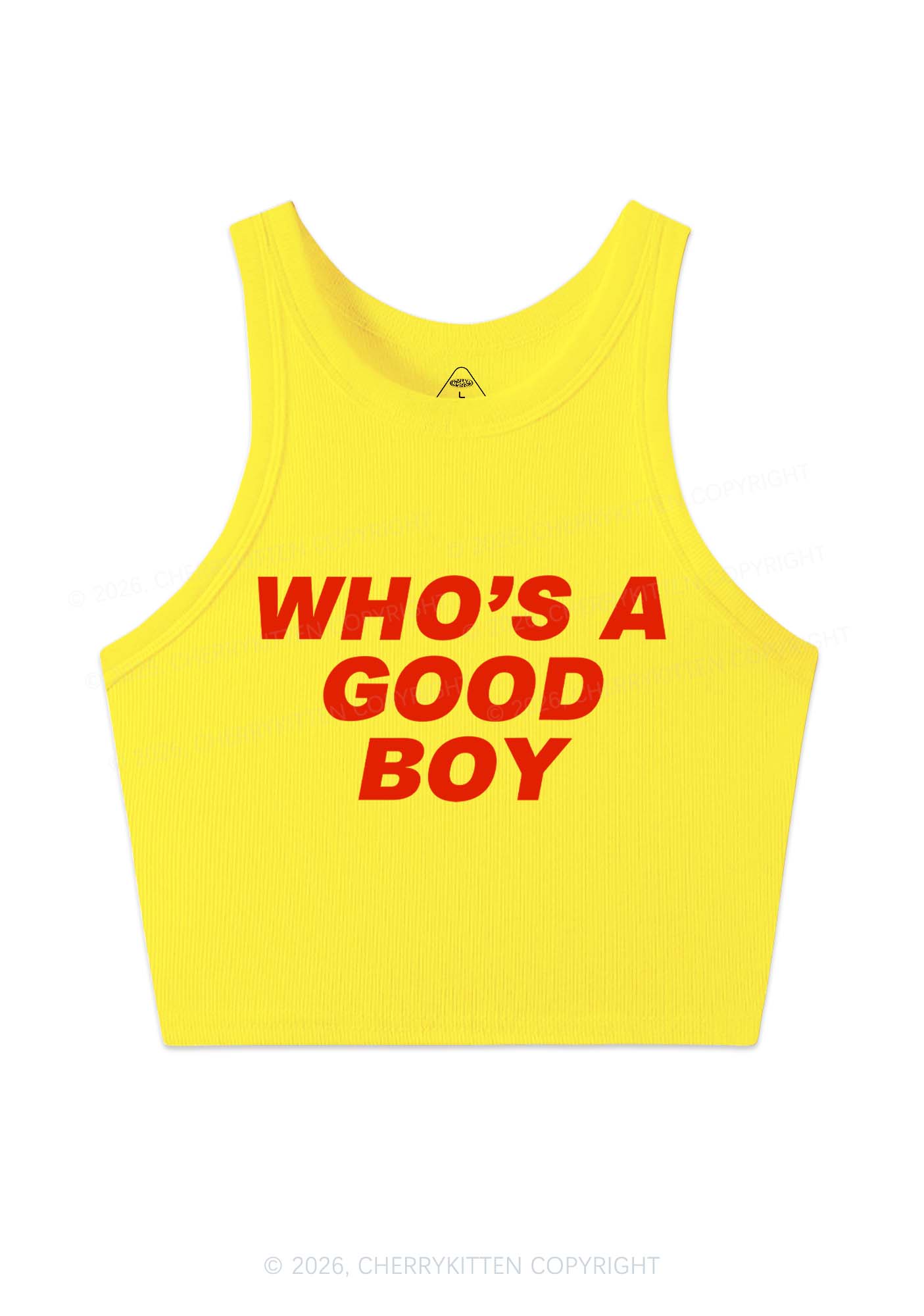 Who's A Good Boy Y2K Crop Tank Top Cherrykitten