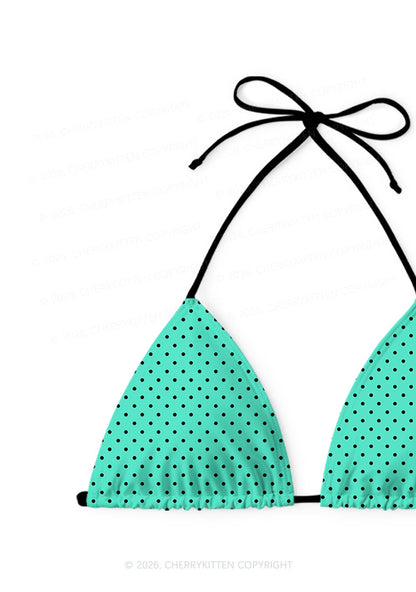 Black Dots On Aqua Green Y2K Print Bikini Set Cherrykitten