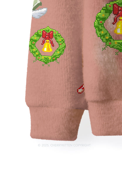 Light Muscle Santa Y2K Christmas Knit Sweatshirt Cherrykitten