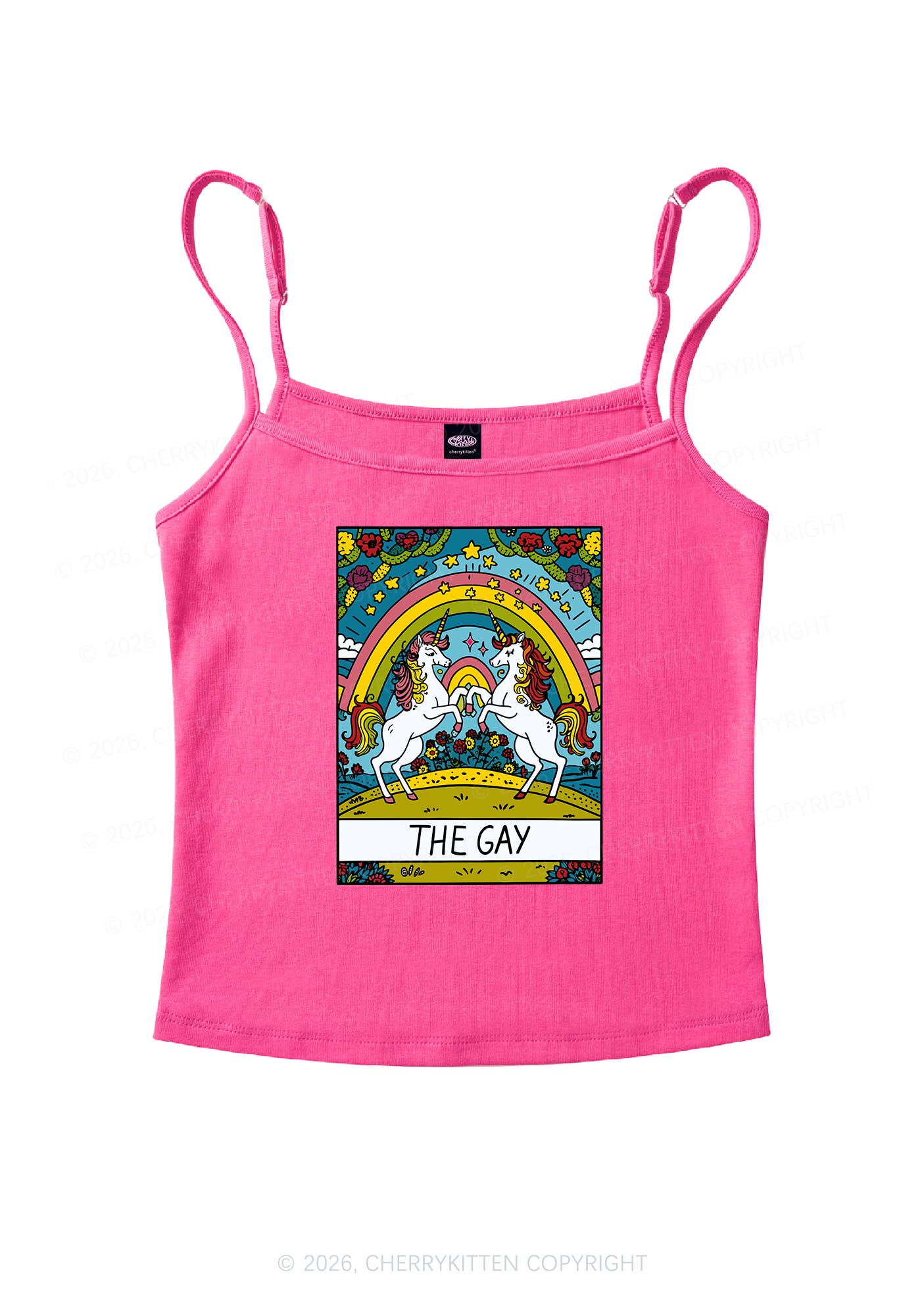 The Gay Unicorn Pride Y2K Spaghetti Strap Cami Cherrykitten