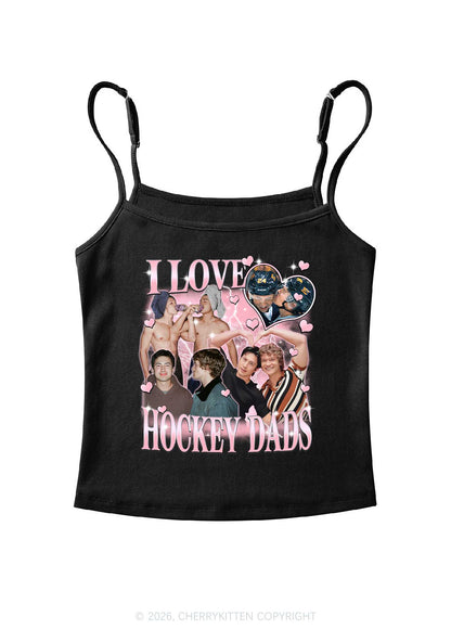 Pink Heart I Love Hockey Dads HR Y2K Spaghetti Strap Cami Cherrykitten