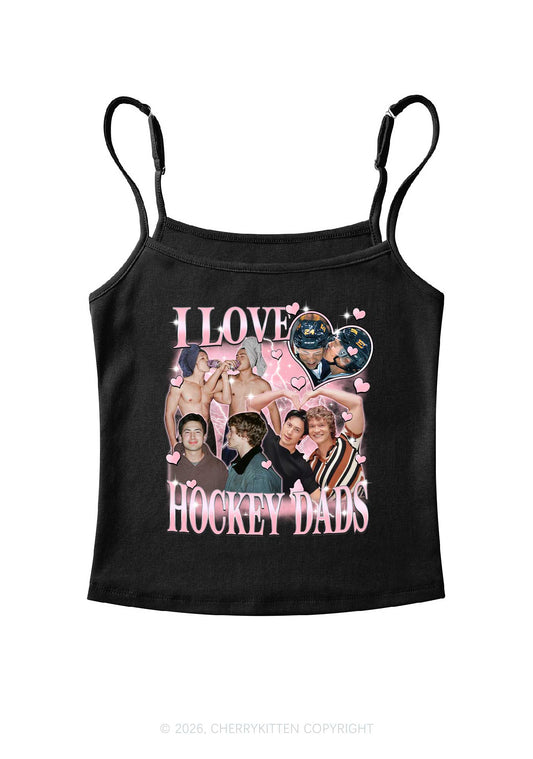 Pink Heart I Love Hockey Dads HR Y2K Spaghetti Strap Cami Cherrykitten