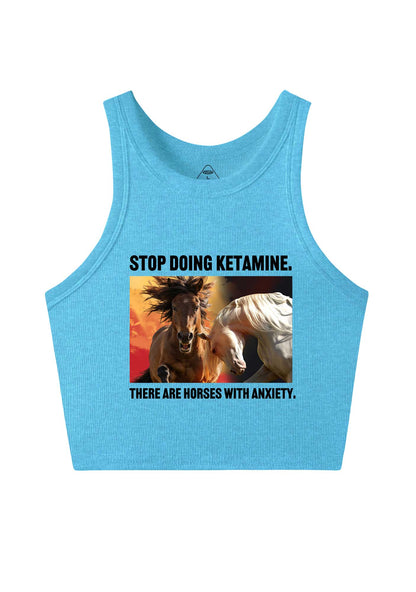There Are Horses With Anxiety Y2K Crop Tank Top Cherrykitten