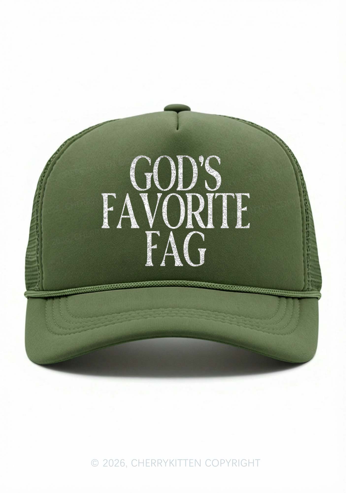 Glitter Gods Favorite Fag Pride Y2K Trucker Hat Cherrykitten
