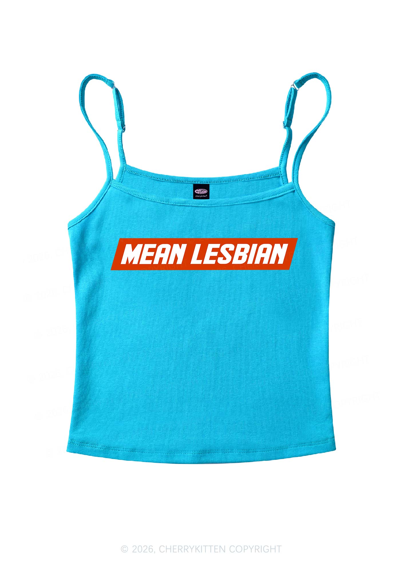 Mean Lesbian Pride Y2K Spaghetti Strap Cami Cherrykitten