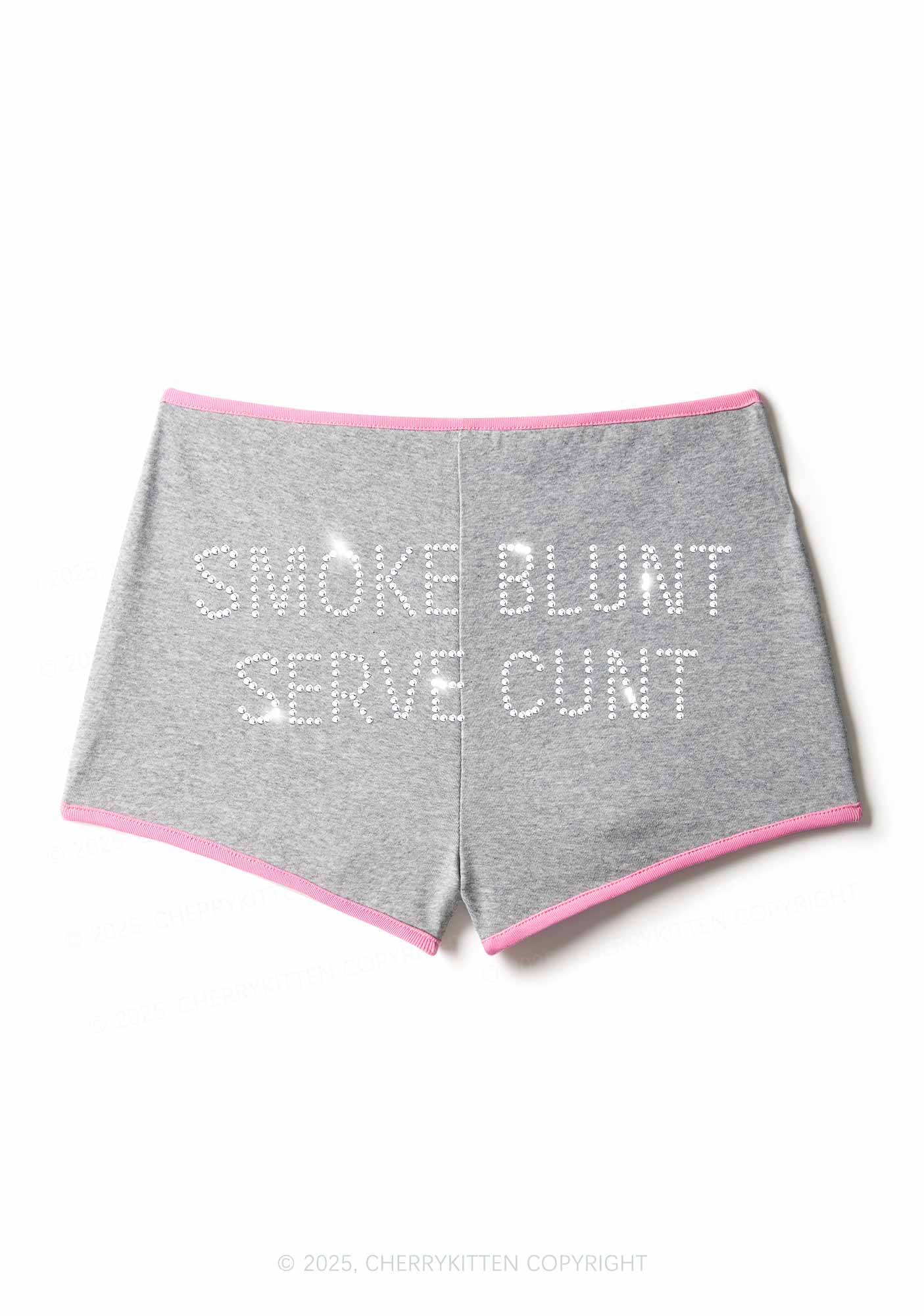 Rhinestone Smoke Blunt Y2K Booty Shorts Cherrykitten