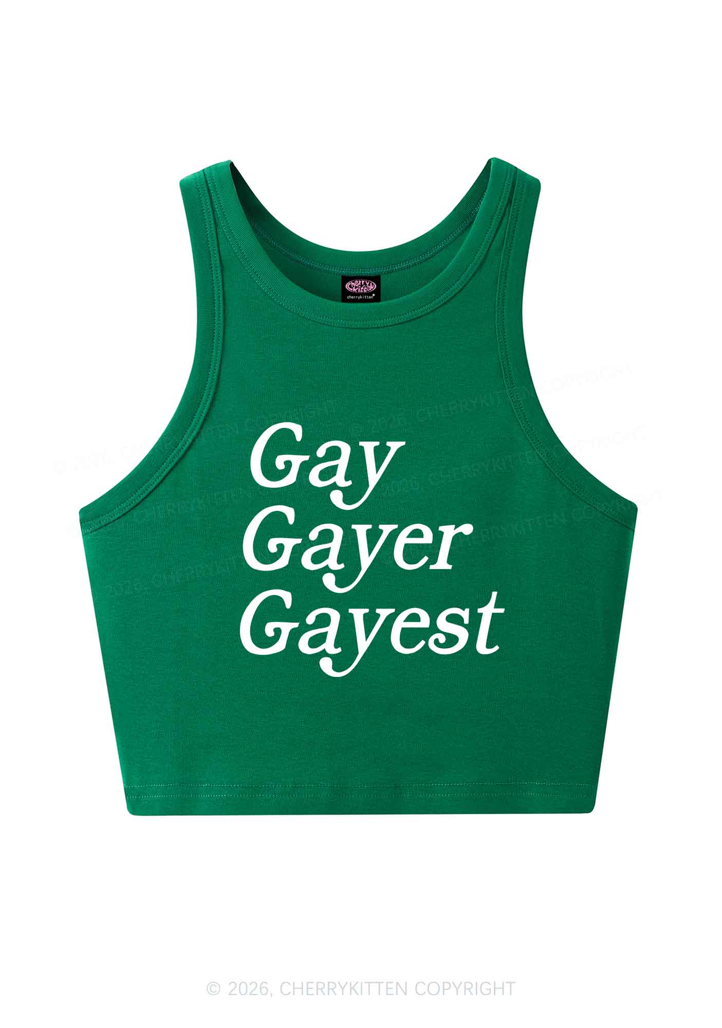 Gay Gayer Gayest Pride Y2K Crop Tank Top Cherrykitten