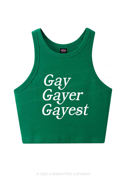 Gay Gayer Gayest Pride Y2K Crop Tank Top Cherrykitten