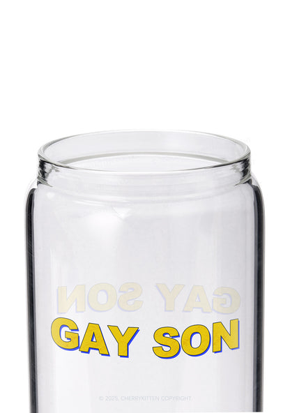 Gay Son Pride Y2K Printed Glass Cup Cherrykitten