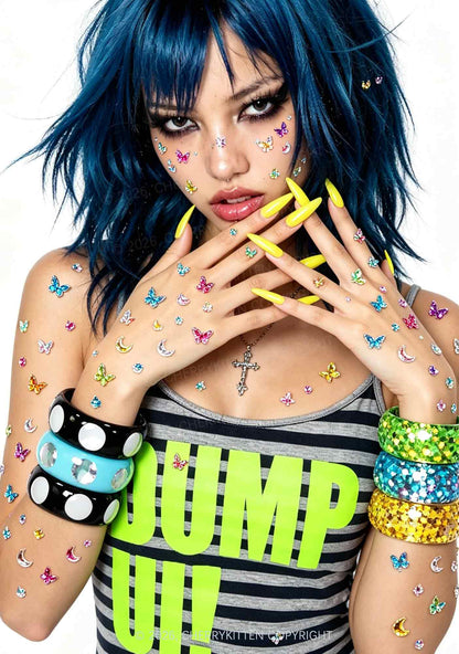 1pc Rhombus Shaped Rhinestones Y2K Face Sticker Cherrykitten