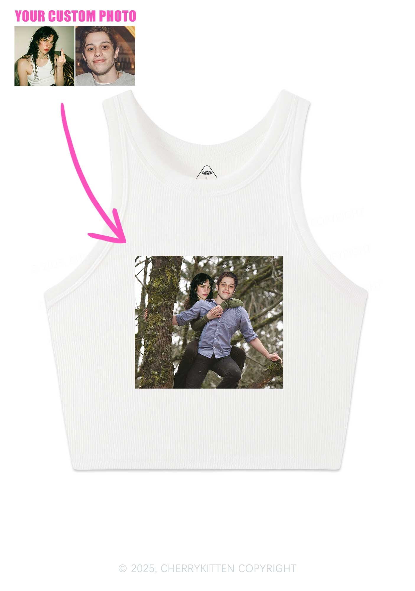 Custom Couple Face Y2K Crop Tank Top Cherrykitten