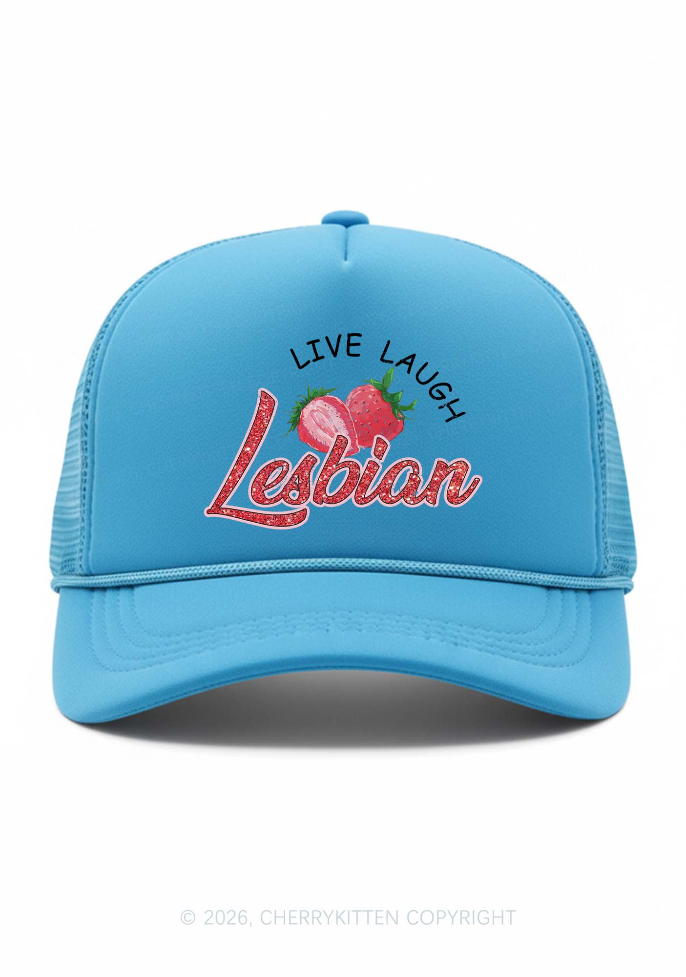 Live Laugh Lesbian Pride Y2K Trucker Hat Cherrykitten