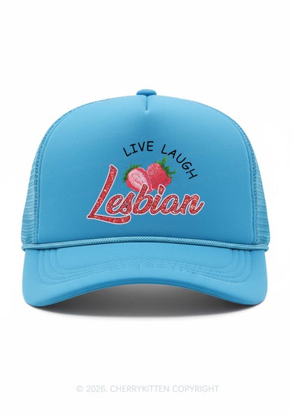 Live Laugh Lesbian Pride Y2K Trucker Hat Cherrykitten
