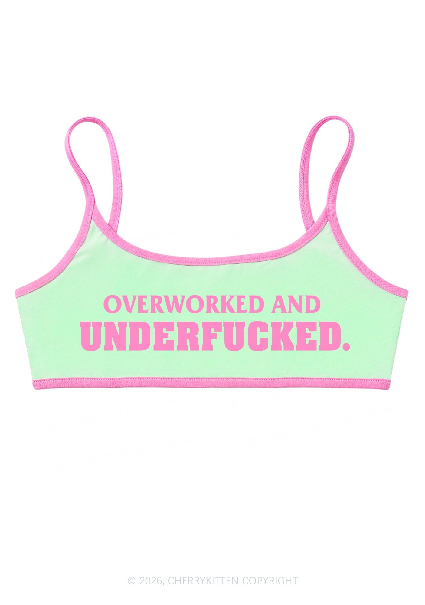Overworked And Underfxxked Y2K Super Crop Cami Cherrykitten