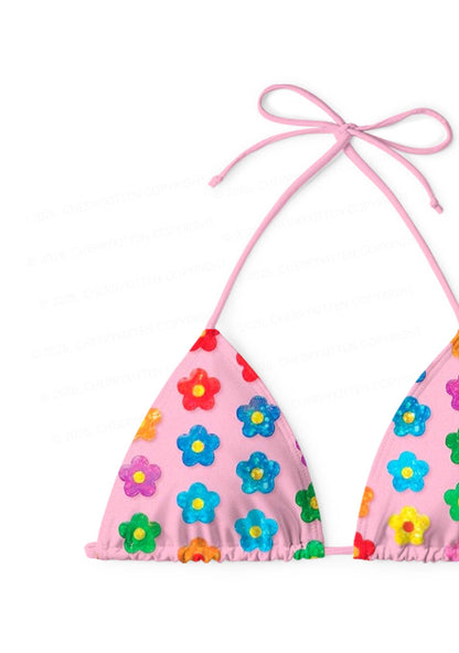 Rainbow Flower Y2K Print Bikini Set Cherrykitten