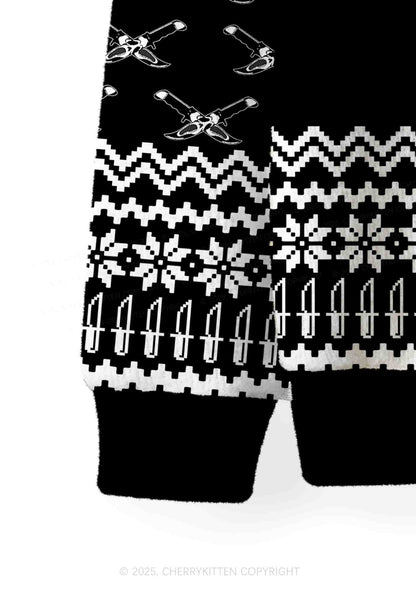 Horror Film Club Halloween Y2K Christmas Cardigan Knit Sweatshirt Cherrykitten