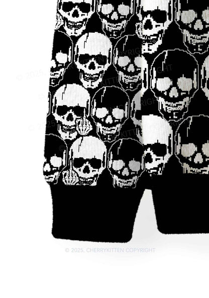 Fxck Skulls Y2K Christmas Knit Sweatshirt Cherrykitten