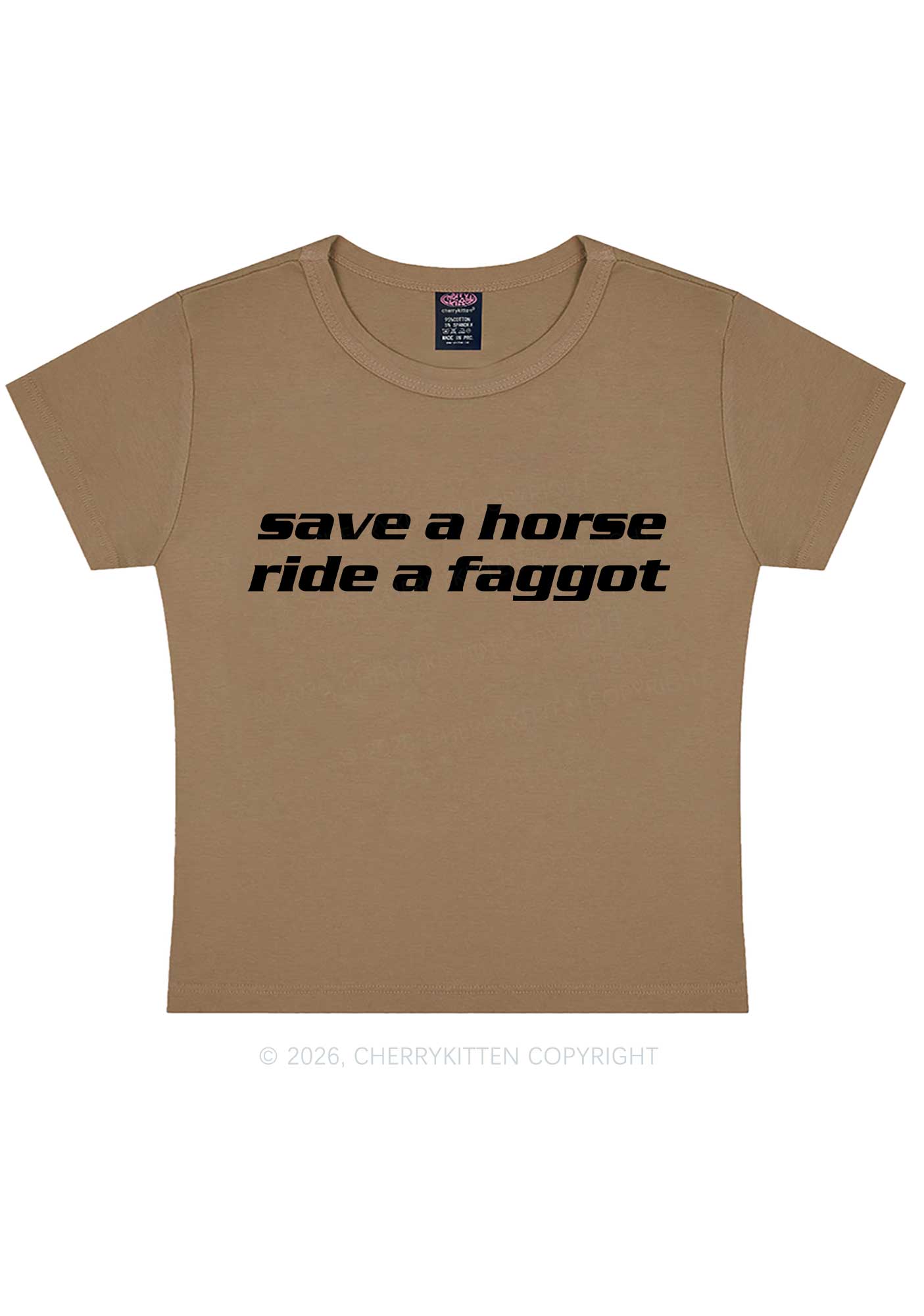 Save Horse Ride Faggot Pride Y2K Baby Tee Cherrykitten