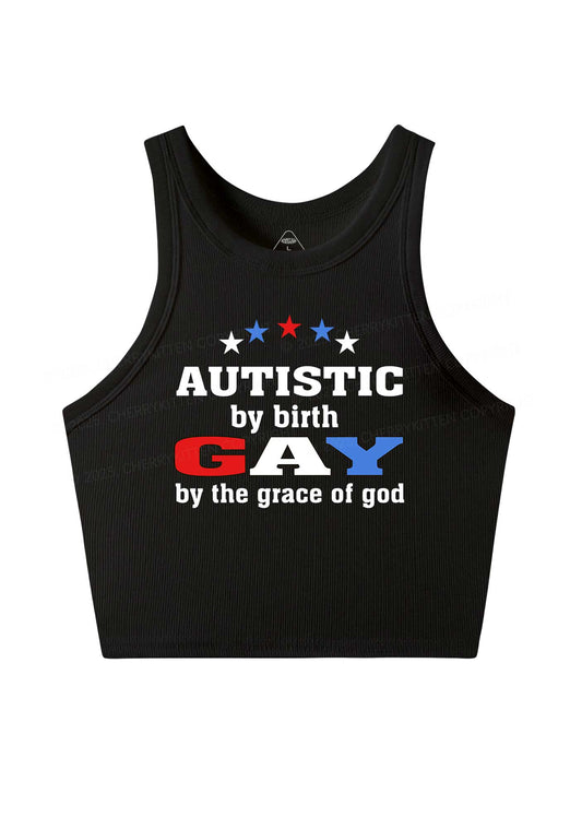 Autistic By Birth Gay Pride Y2K Crop Tank Top Cherrykitten