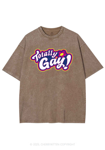 Totally Gay Pride Y2K Shirts Washed Tee Cherrykitten