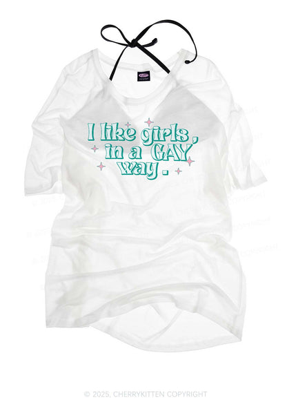 Like Girls In Gay Way Pride Y2K Sheer Boyfriend Tee Cherrykitten