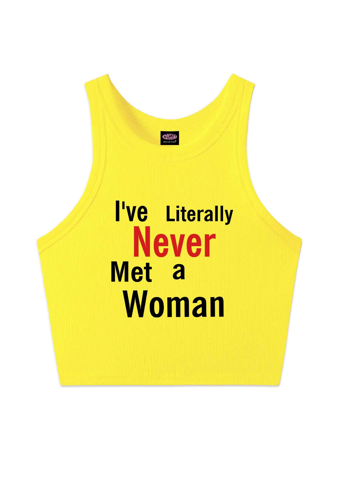Never Met A Woman Pride Y2K Crop Tank Top Cherrykitten
