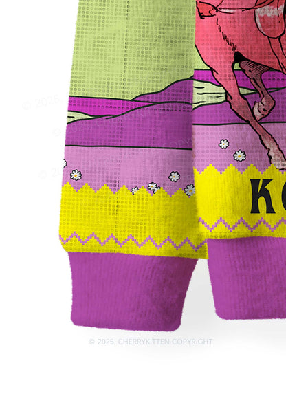 Red Horse Y2K Christmas Knit Sweatshirt Cherrykitten