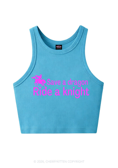 Save Dragon Ride Knight Y2K Crop Tank Top Cherrykitten