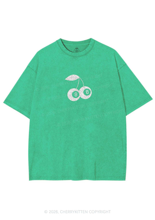 Glitter Lucky Eight St Patricks Y2K Shirts Washed Tee Cherrykitten