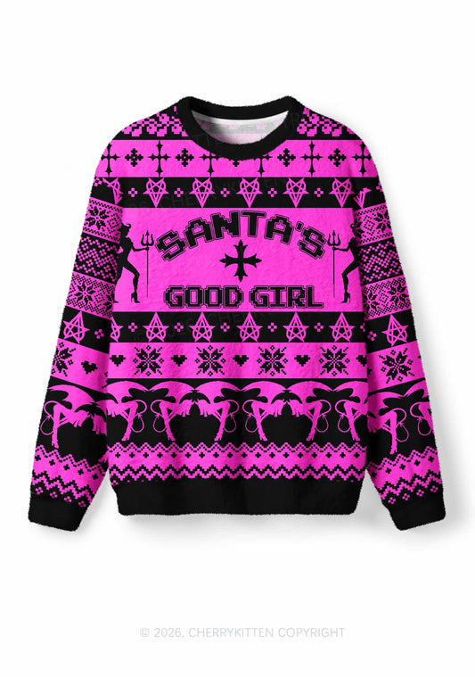 Santas Good Girl Y2K Christmas Knit Sweatshirt Cherrykitten