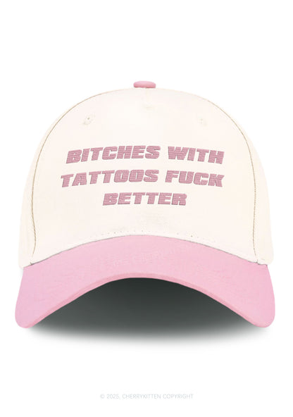 Embroidered Bxxches With Tattoos Fxxk Better Y2K Color Block Baseball Cap Cherrykitten