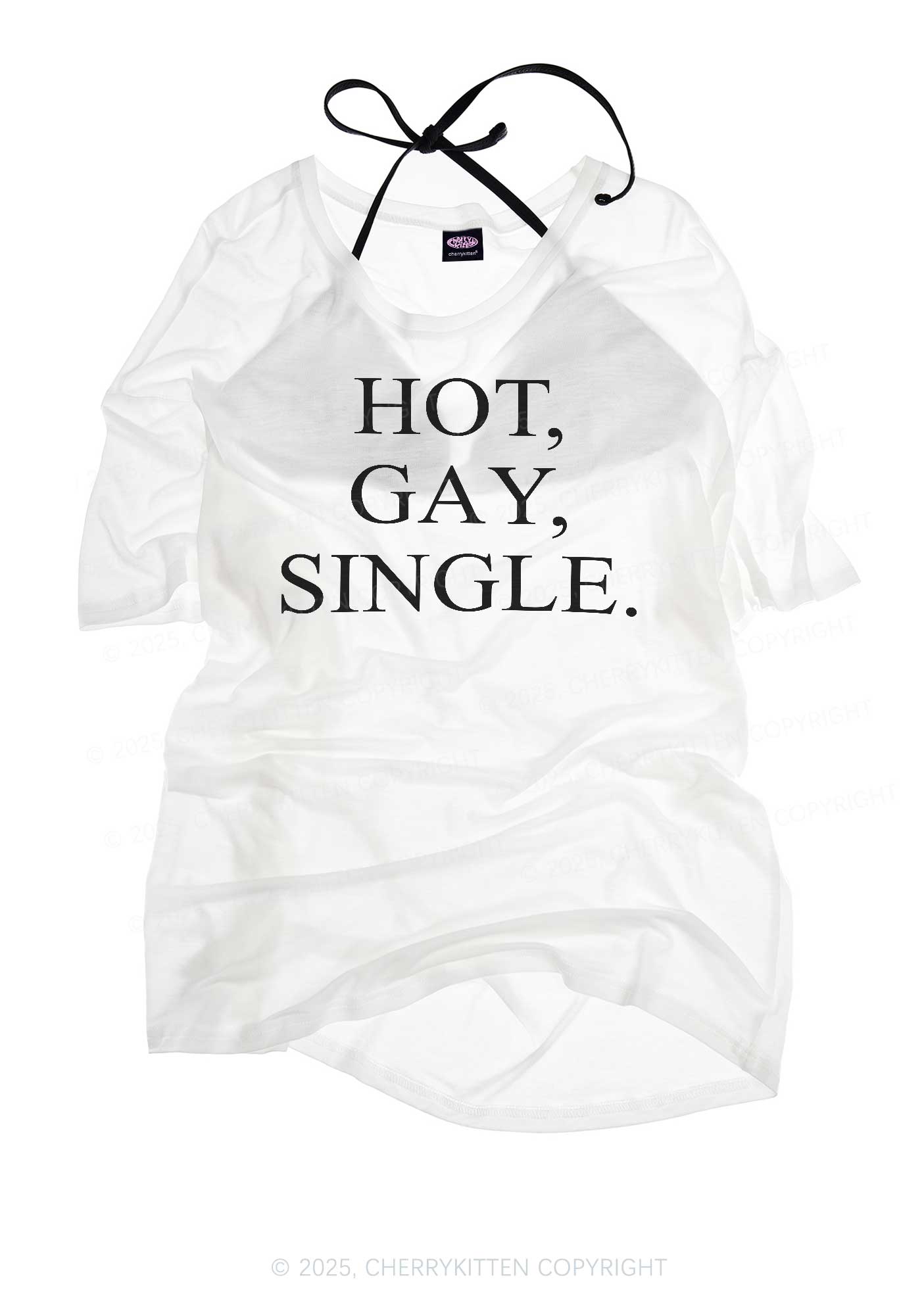 Hot Gay Single Pride Y2K Sheer Boyfriend Tee Cherrykitten