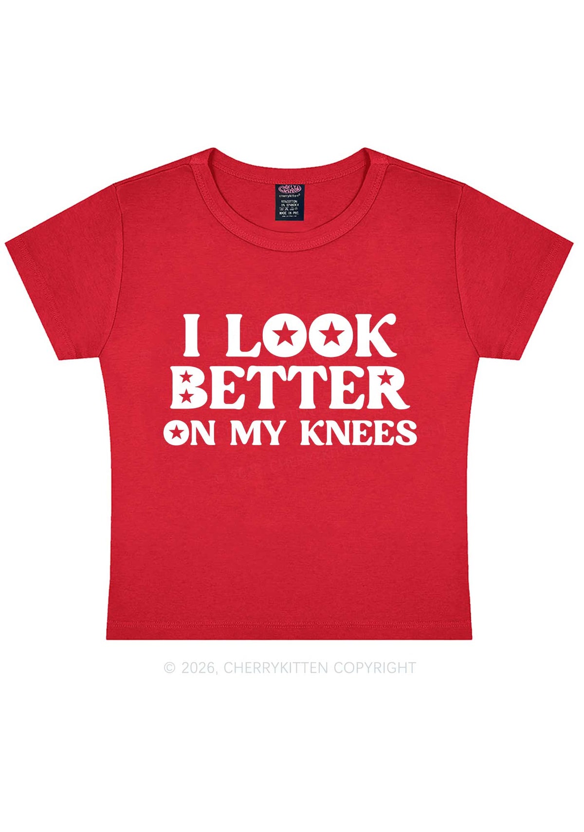 I Look Better On My Knees Y2K Baby Tee Cherrykitten