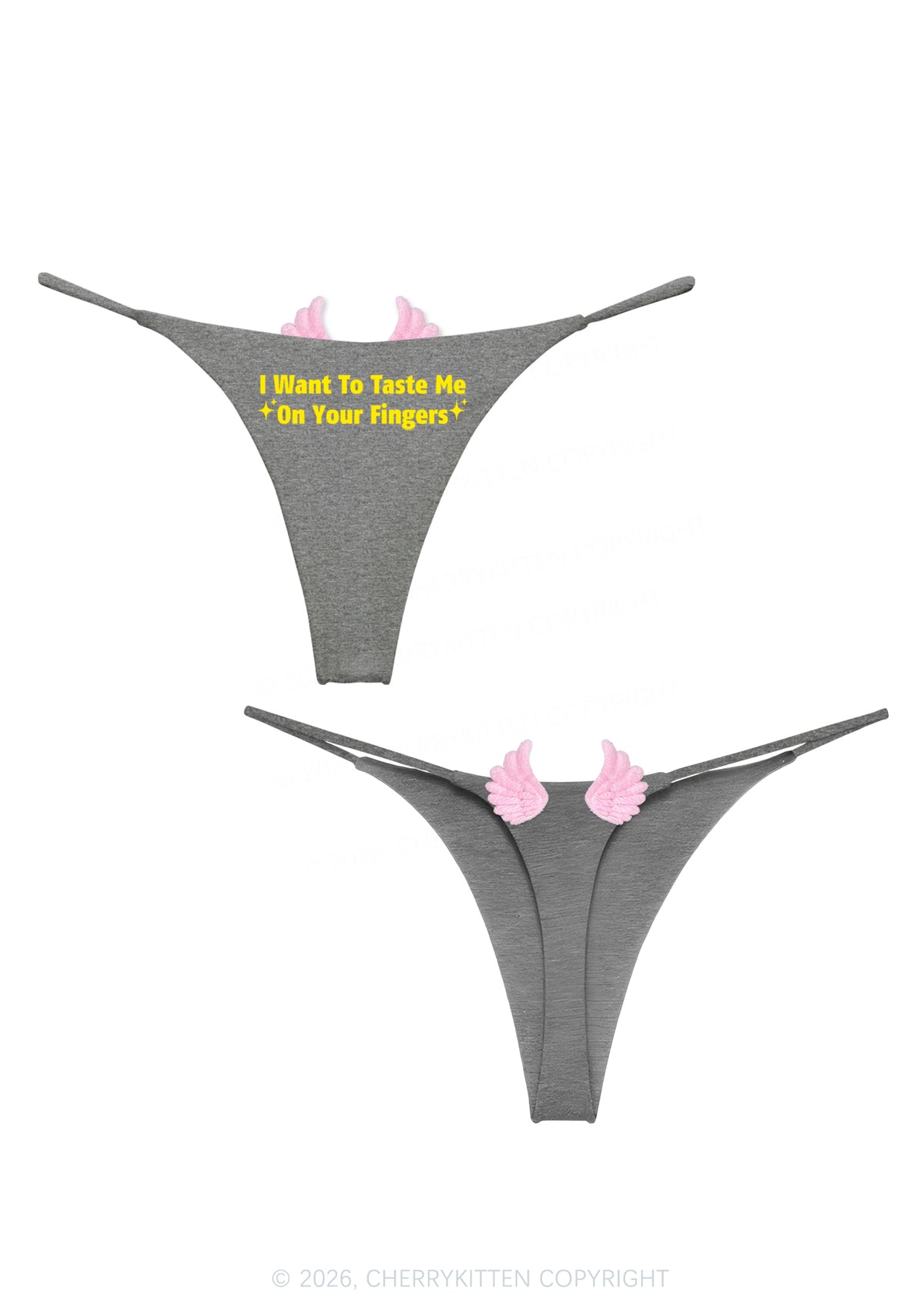 Taste Me On Fingers Y2K Goth Angel Wings Bikini String Thong Cherrykitten